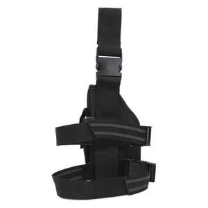 Tactical black nylon thigh holster with adjustable straps for outdoor hunting and CS sports