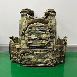 Camo multi-functional tactical vest with MOLLE system and multiple utility pouches