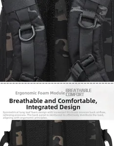 Tactical backpack with breathable mesh padding and ergonomic S-curve shoulder straps