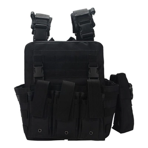 Tactical 6094 vest with quick-release nylon MOLLE system and magazine pouches in black