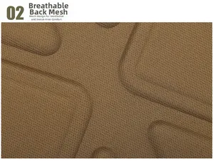 Close-up of tactical vest back support with breathable brown mesh for air circulation