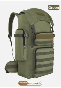 Side view of olive green 30L tactical backpack showing MOLLE webbing and buckles