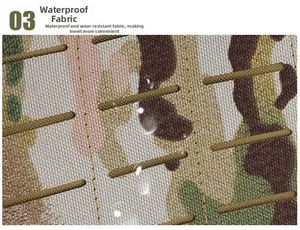 Macro detail of laser-cut Multicam fabric showing water-resistant and wear-proof features