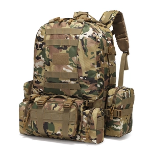 Zaino tattico mimetico giungla con sistema MOLLE modulare e tasche accessorie staccabili