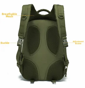 Detail view of ergonomic tactical backpack with breathable mesh padding and D-rings