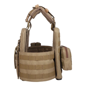 Detailed side view of khaki 6094 tactical vest featuring reinforced MOLLE webbing system