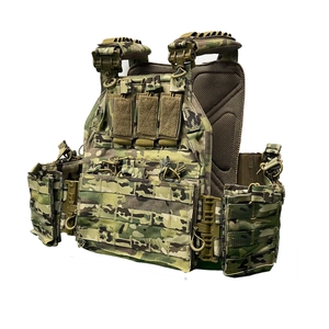 Heavy duty MOLLE tactical vest in CP camouflage with quick-release system and pouches