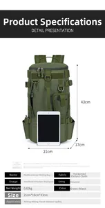 Detail view of large capacity waterproof Oxford fabric fishing backpack with gear loops