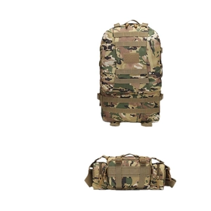 Set zaino tattico mimetico e marsupio con sistema MOLLE per campeggio all'aperto