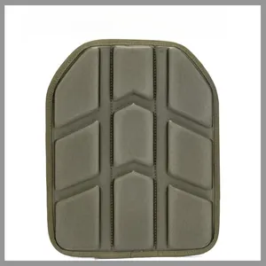 Detail of military green EVA foam vest insert plate with segmented cushioning structure