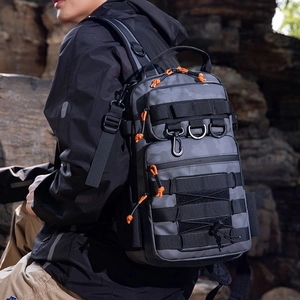 Tactical grey camouflage backpack with MOLLE webbing and high-capacity outdoor design