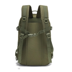 Army green tactical backpack with breathable honeycomb padding and S-shaped shoulder straps