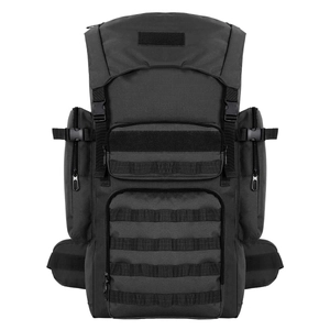 30L tactical hiking backpack in black with durable MOLLE system and nylon material