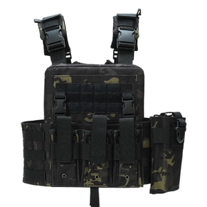 Multicam Black 6094 tactical plate carrier with MOLLE system and quick-release buckles