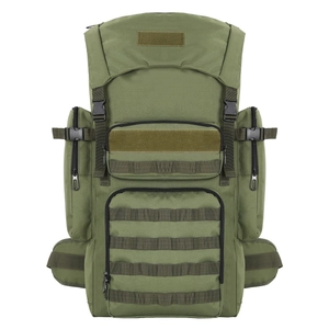 Army green 30L tactical backpack with MOLLE system for outdoor hiking and camping gear