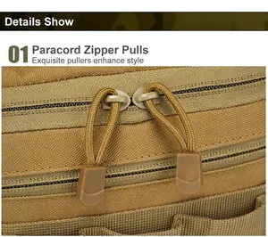 Detail of durable paracord zipper pulls on a high-density nylon outdoor waist bag
