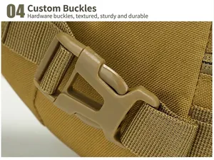 Detailed macro view of durable khaki nylon webbing and tactical high-strength buckle