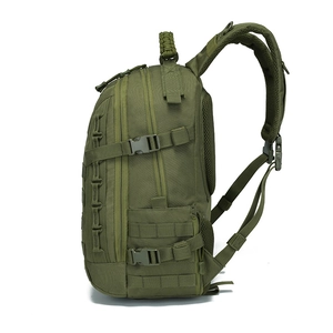 Army green tactical backpack with waterproof nylon, MOLLE system and ergonomic mesh padding