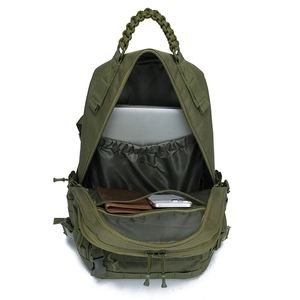 Waterproof military tactical backpack in olive green with MOLLE system and laptop compartment
