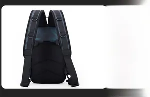 Detail view of the breathable mesh back panel and D-rings on camouflage backpack