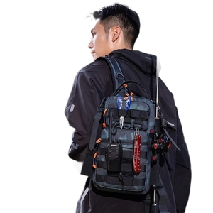 Tactical camouflage backpack with Molle system and fishing rod holder for outdoors