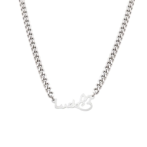Silver Lucky rabbit necklace with stainless steel Cuban chain for modern unisex styling