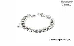 Bracelet à mailles cubaines NK avec fermoir mousqueton et chaîne d'extension ajustable