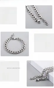 Détail du bracelet à mailles gourmette en acier inoxydable poli avec fermoir mousqueton