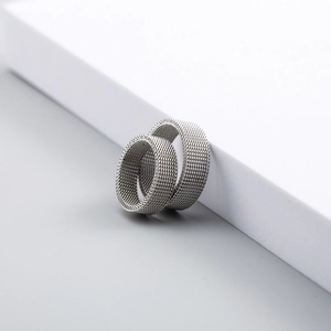 Mesh-Ring aus Titanstahl mit industriellem Minimalist-Design für Damen und Herren