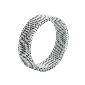 Moderner silberner Titanstahl-Netzring mit minimalistischem Design für Damen und Herren