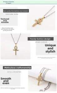 Detailed macro view of 316L stainless steel Ankh cross pendant with pavé set rhinestones