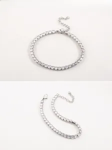 Bracelet de tennis argent 4mm avec chaîne réglable et fermoir mousqueton en vue détaillée