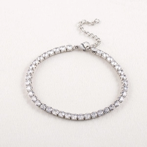 Bracelet Tennis en Acier Inoxydable Zircone Chaîne d'Extension Réglable Style Hip Hop Bijoux Unisexe Pour Le Quotidien