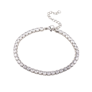 Bracelet tennis argent 4mm avec zircons ronds et fermoir mousqueton réglable pour femmes