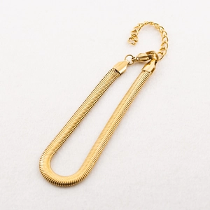 18K Gold Plated Stainless Steel Thickened Herringbone Snake Bone Chain Bracelet For Men Women Hip Hop Trendy Jewelry Gift
