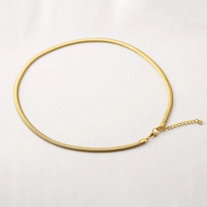 Minimalist 5mm gold plated stainless steel snake bone chain necklace with lobster clasp