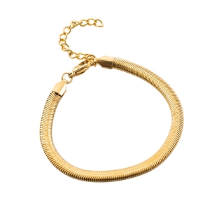 Hypoallergenic 18K gold plated thick snake bone chain bracelet with lobster clasp for men and women