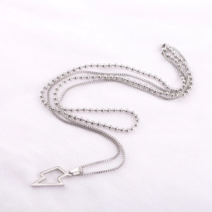 Hip hop style double layer titanium steel necklace with a minimalist lightning bolt pendant
