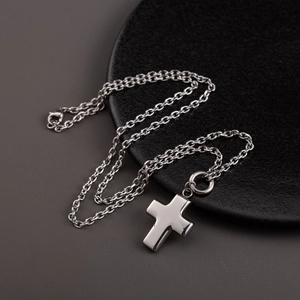 Hip Hop Stainless Steel Hollow Cross Pendant Necklace For Men Minimalist Goth Punk Polished Silver Jewelry Fashion Accessories