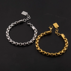 Bracciale hip-hop da uomo in acciaio inossidabile oro e argento con catena O spessa