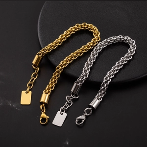 Hip Hop Men Stainless Steel Woven Lantern Chain Bracelet Gold Silver Plated Thick Motorcycle Style Jewelry Gift