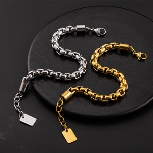 Bracciali uomo hip hop in acciaio inossidabile oro e argento con catena spessa