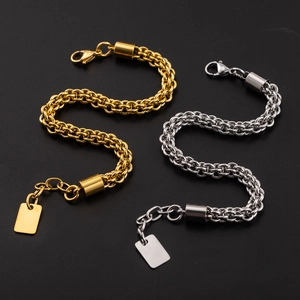 Men's hip hop braided lantern chain bracelets in gold and silver finish with lobster clasp