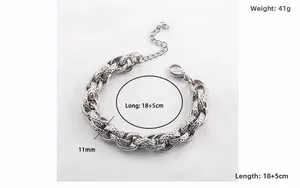 Detailed close-up of a 11mm wide stainless steel chunky chain bracelet with lobster clasp