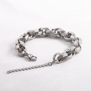 Men's bold hip hop stainless steel curb chain bracelet with textured link patterns