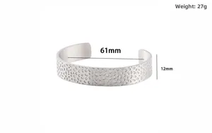 Tableau des tailles du bracelet jonc en acier avec 61mm de diamètre et 12mm de largeur