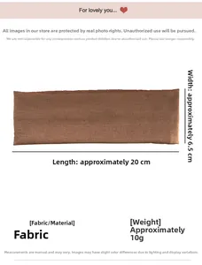 Detailed size chart of the brown elastic yoga headband showing 20cm length and 6.5cm width