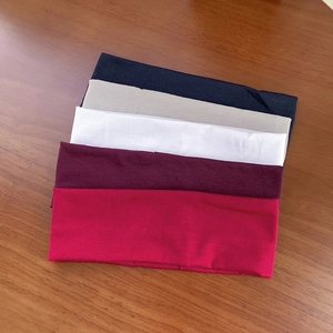 Five pack elastic sports headbands in black, beige, white, burgundy and red colors