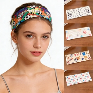 Bandeau Élastique Thème Football Bandeau Sport Imprimé Motif Trophée Goal Bandeau Cheveux Pour Hommes Femmes Fitness Extérieur