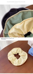 Detail showing soft corduroy texture and fine stitching on high elasticity hair scrunchies
